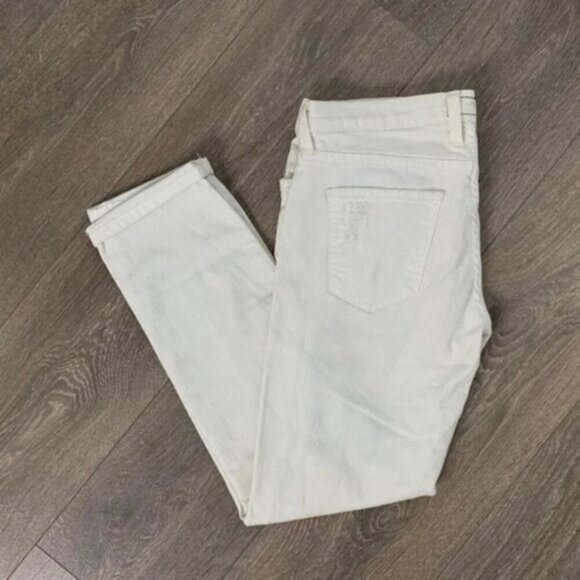 Current Elliott the Fling White Tattered Jeans Straight leg Boyfriend Size 26 - Picture 3 of 13